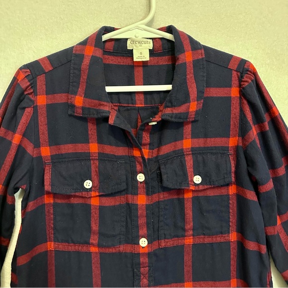 Crewcuts Girls Plaid Dress Navy Red Long Sleeve Size 5 - Picture 3 of 7